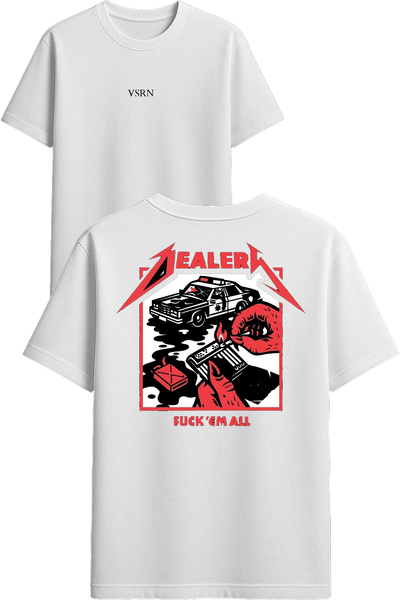 VSRN Μπλουζάκι Ealer Design με στάμπα σε λευκό χρώμα, oversized