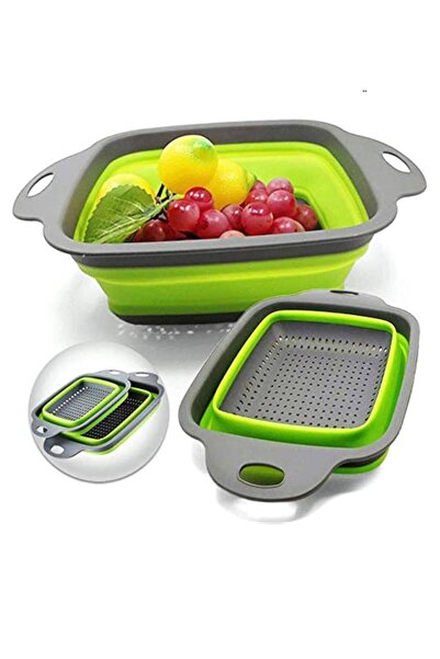 AR Foldable plastic food strainers for kitchen use, easy to store, 2-piece set