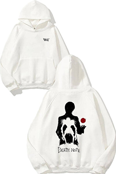 THEWERT Death Note Şinigami 2 Design Spate cu imprimeu Alb cu glugă Swea tricou