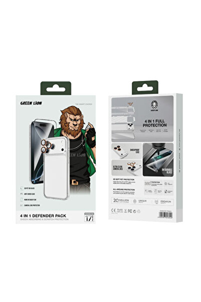 Green Lion مجموعة حماية 4 في 1 لهاتف Ip 17 Pro Max - برتقالي