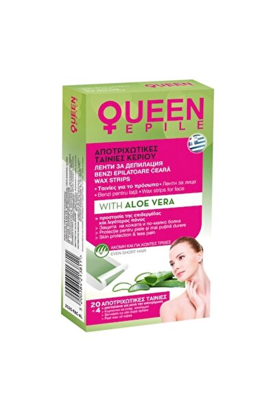 MYONNA IT & E- COMMERCE Queen Epile Facial Wax Strips Set, Aloe Vera, 20 Pieces + 4 Wipes