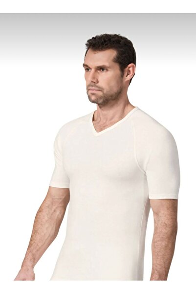 Namaldı 173 Erkek V Yaka Termal Kısa Kol Içlik Ekru