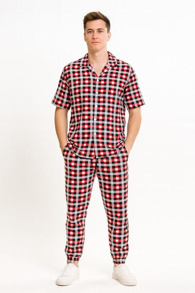 STITCH by MH Men's Gingham Check Shirt and Long Co-ord Set