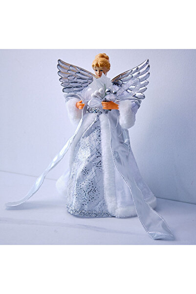 velve Χριστουγεννιάτικη Διακόσμηση, Βασίλισσα του Χιονιού, Κορυφή από Έλατο, Ασημί, 30εκ.