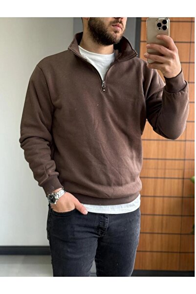 BRLKN Unisex Mock Neck Half Zipper Oversized Sweatshirt