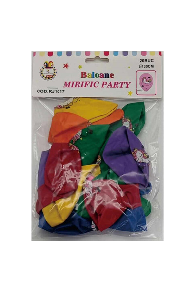Mirific Party Set de 20 baloane de petrecere multicolore, 30 cm, unicorn, RJ1617