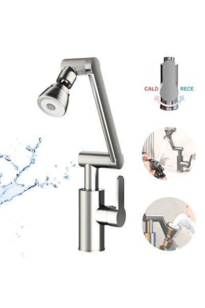 Full Abundance Βρύση νιπτήρα μπάνιου με περιστρεφόμενη 360° και μονή λαβή, χρ...