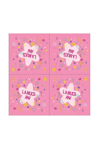 Mirific Party Pink cake napkins, 2-ply, 33×33 cm, star, 'Happy Birthday'