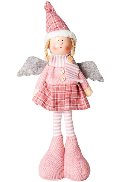 Herdekora زينة عيد الميلاد، تمثال جنية واقفة بأجنحة، وردي - 17x44 سم