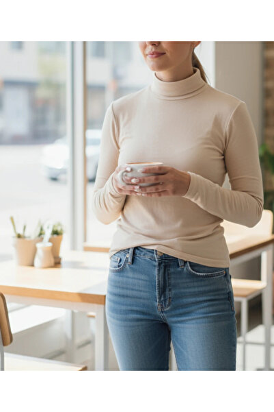 LUAN Helanca Dama tip Maleta, cu Guler, Slimfit, Nude, XL