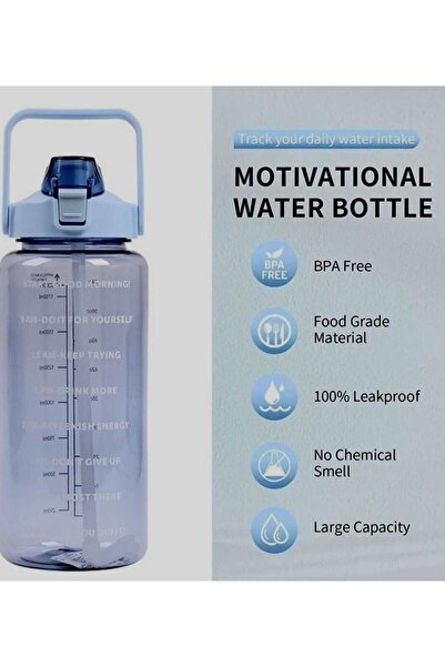 FITNESS Motivational fitness hiking water bottle 2L - BLUE