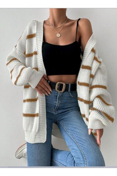 kenza'a Ριγέ oversized Μακριά Ζακέτα