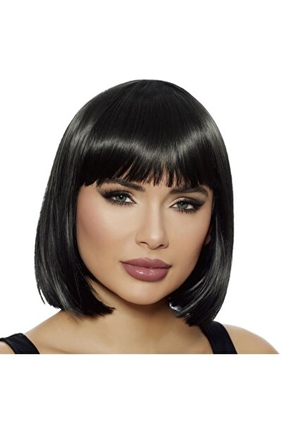 MYONNA IT & E- COMMERCE MYONNA Costume Wig - Synthetic Short Black Hair, Heat-Stylable up to 120°C