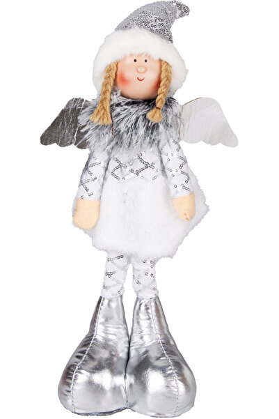 Herdekora Χριστουγεννιάτικο στολίδι, Φιγούρα Νεράιδας με Φτερά, Ασημί - 17x44 εκ.