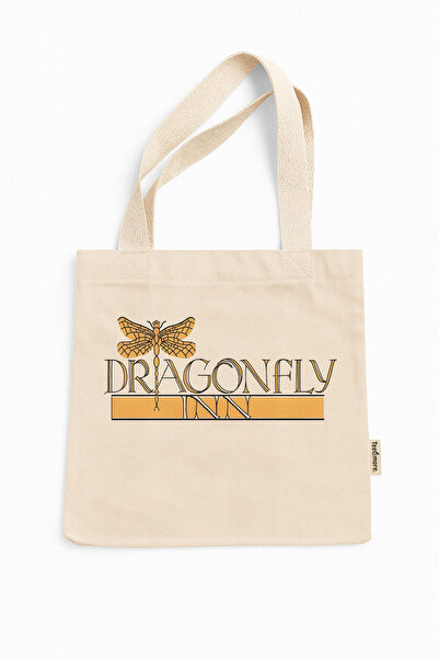 Tee&more. Gilmore Girls Dragonfly Inn Printed Canvas Tote Bag with Gusseted Bottom, Hook and Loop Closure, and Interior Pocket