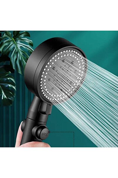 Avex Set of 3 shower elements, modern shower head + flexible hose + wall bracket, Black