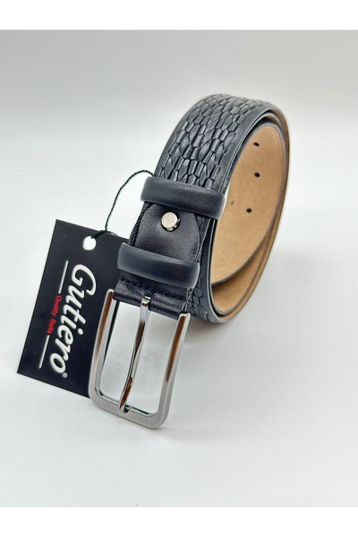 Gutiero Curea clasică neagră pentru bărbați, 100% piele naturală