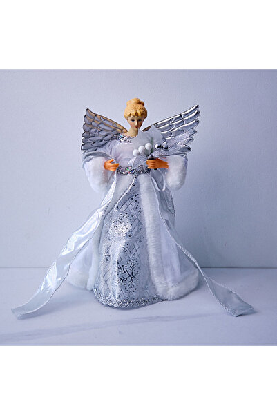 velve Χριστουγεννιάτικη Διακόσμηση, Βασίλισσα του Χιονιού, Κορυφή από Έλατο, Ασημί, 30εκ.
