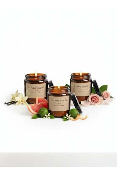 Generic Lifenpure 3 Pcs Scented Jar Candles Soy Wax for Aromatherapy Dreamy V...