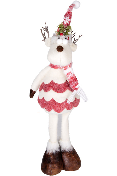 Herdekora Christmas Ornament, Deer Figure, Red-White - 18X60 cm