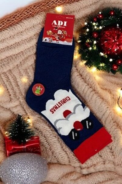 Tina Adi - Long Christmas patterned socks, Cotton, Navy, 40-46 EU