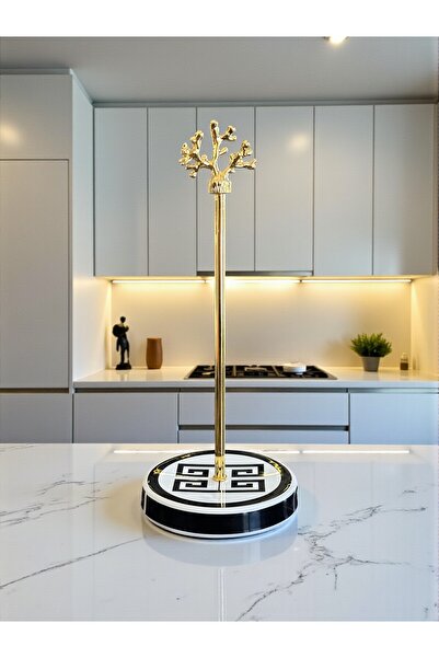 ferayhome Paper Towel Holder Roll Napkin Holder Kitchen Accessory Ceramic Versa Pattern Gold - Feray Home