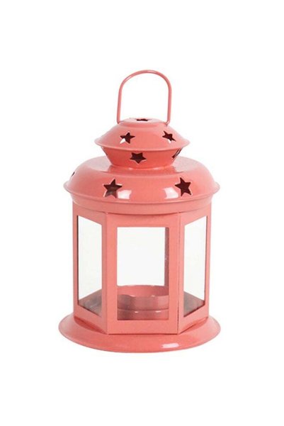 Generic Ramadan Lantern With Glass Pink 9 x 15cm