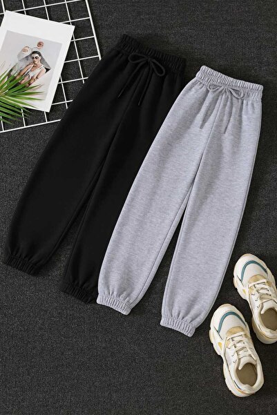 sionnes Tracksuit Bottoms 2(Pcs) Black Gray Quality Loose Fit Flexible Comfor...