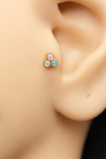 ömay takı Üç Taş Tragus Helix Conch 316l Cerrahı Çelik Piercing
