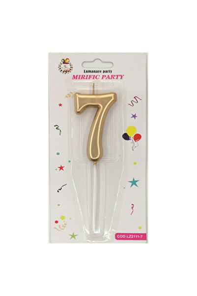 Mirific Party Gold cake candle, 7 cm, number 7