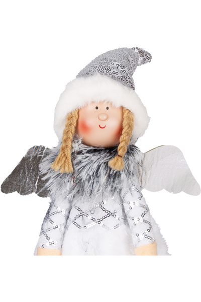 Herdekora Χριστουγεννιάτικο στολίδι, Φιγούρα Νεράιδας με Φτερά, Ασημί - 17x44 εκ.