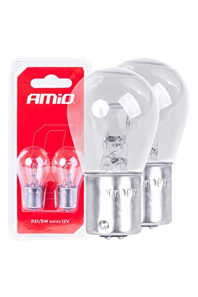 AMIO Set 2 becuri cu halogen, soclu P21, 5W, BAY15D, alimentare 12V