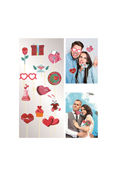 Mirific Party Set de 12 recuzită foto, multicolor, dragoste, PPQT8007