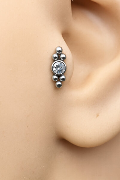 ömay takı Tek Taş Altı Top Tragus Helix Conch 316l Cerrahı Çelik Piercing