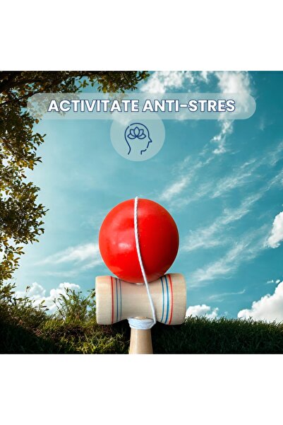 Juls Kendama Maple Wood Pro, 19 cm - Large, Traditional Japanese Balance Game, Finish, Red