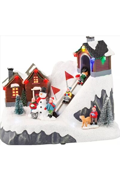 OEM Figurină animată de Crăciun — Sanie mobilă, lumini LED multicolore, 30x20 cm