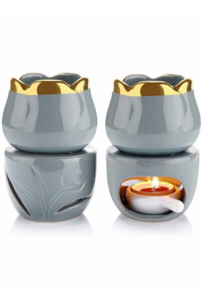 Generic Ceramic Essential Oil Wax Melt Burner with Tealight Spoon - Aromatherapy Diffuser for Home & Bedroo