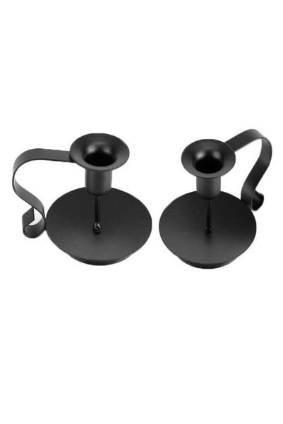 Generic 2-Piece Retro Candelabrum Taper Candle Holder Black