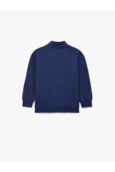 Koton Світшот з високим коміром, довгими рукавами, напівзастібкою та бавовняною підкладкою