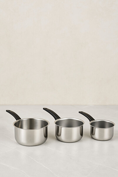 VENON 3 Piece Set Koçera Milk Jug 12-14-16 cm Dishwasher Safe, Lifetime Warranty 430 Stainless Steel