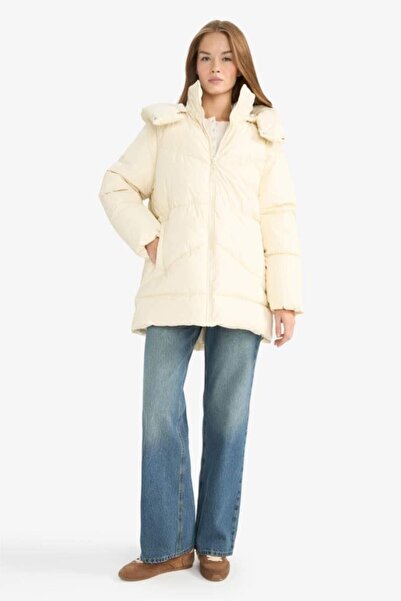 DeFacto Relax Fit Hooded Zippered Inflatable Parka (25 Wn)