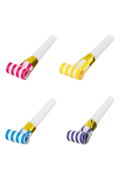 OEM Suflante de petrecere în dungi colorate - 12 buc