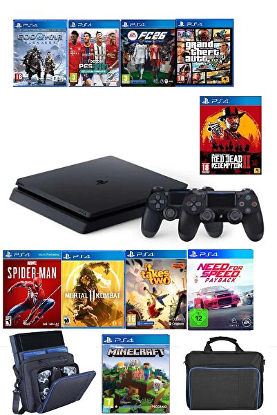 Çınar Bilişim Dünyası Ps4 1 Tb Slim Kasa 10 Oyunlu 2 Adet V2 Kol+ Taşıma Çantası (12.02V) Ürün 12 Ay Garanti