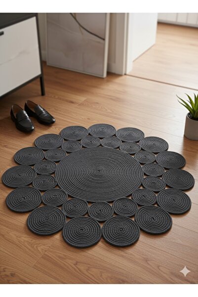 Öz-Tex Home Hasır Jüt Çiçek Desenli Kilim Halı