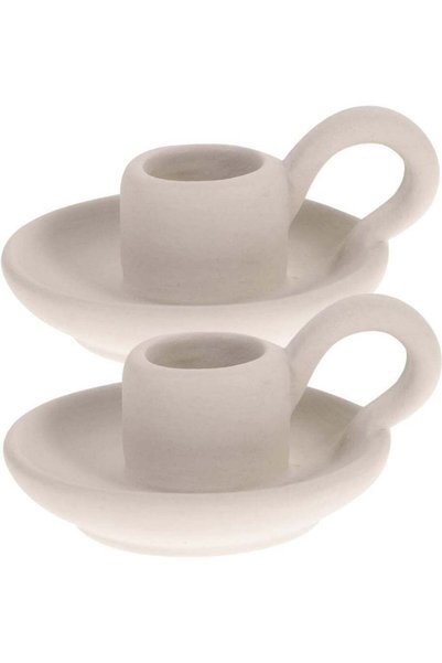 Generic White Ceramic Candle Holders with Handle, Decorative Candlestick Hold...