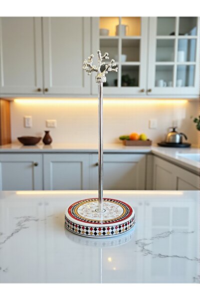 ferayhome Paper Towel Holder Roll Napkin Holder Kitchen Accessory Ceramic Butterfly Pattern Silver - Feray Home