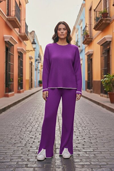 Intisimo Costum tricotat pentru femei, două piese, violet