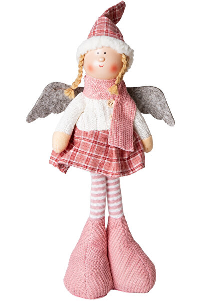 Herdekora زينة عيد الميلاد، تمثال جنية واقفة بأجنحة، سترة بيضاء - تنورة وردية...