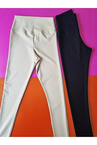 Demirsa Boutique Diver κοτλέ πλέξη ριμπ Ύφασμα, 2-pack κρεμ και μαύρο γυναικείο καλσόν ψηλόμεσο