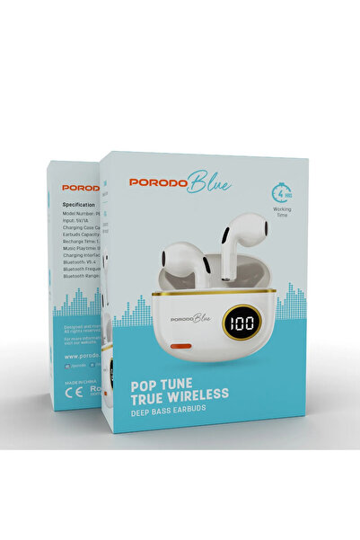 porodo Blue Tws Earphone With Digital Battery Display - White